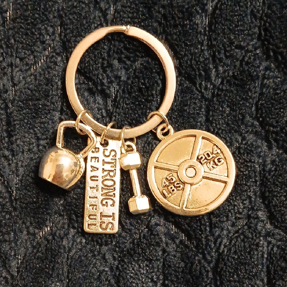 Silver Fitness Charm Keychain